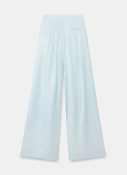 Blue Pleated Wide Trousers