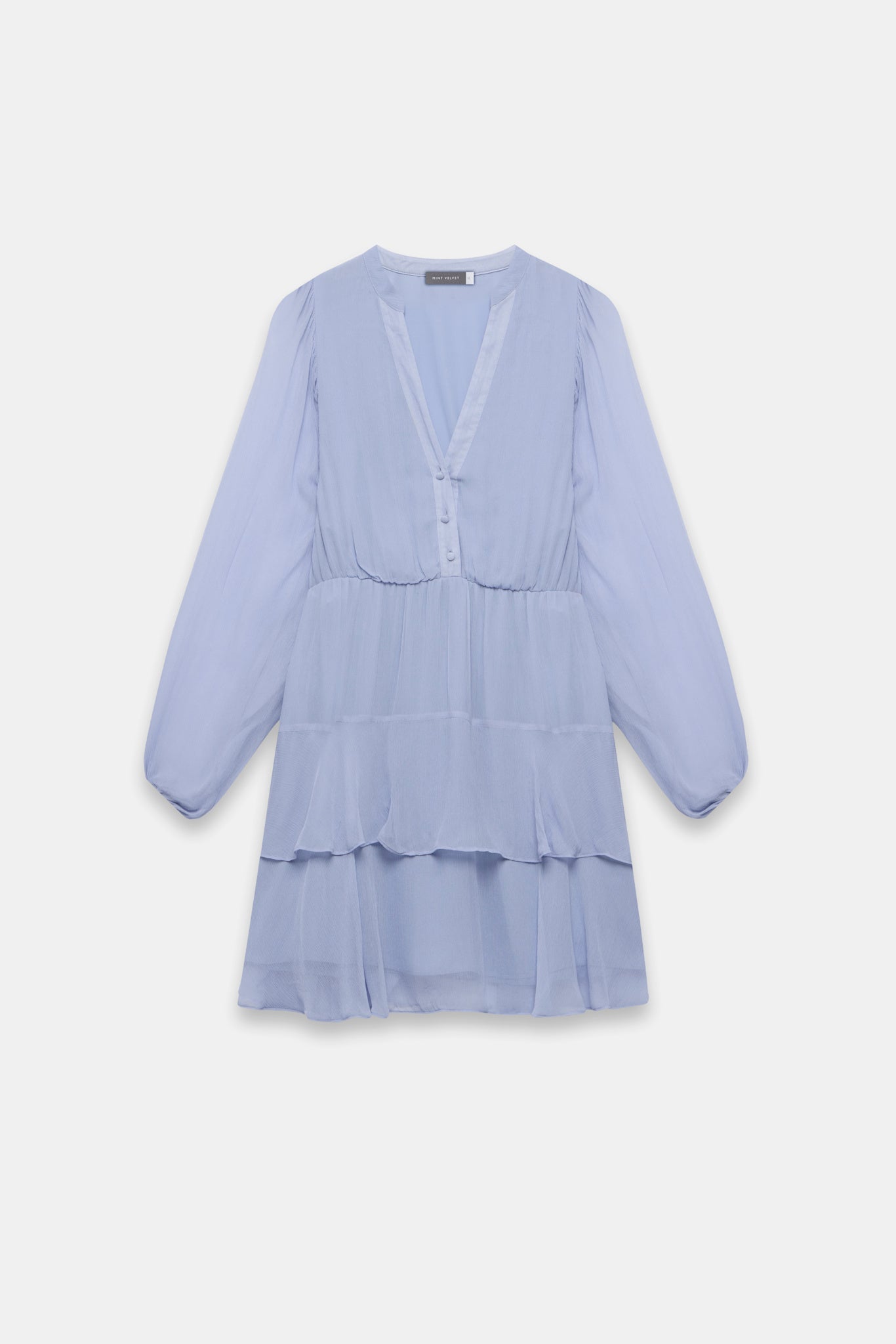 Blue Ruffle Boho Mini Dress