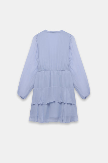 Blue Ruffle Boho Mini Dress