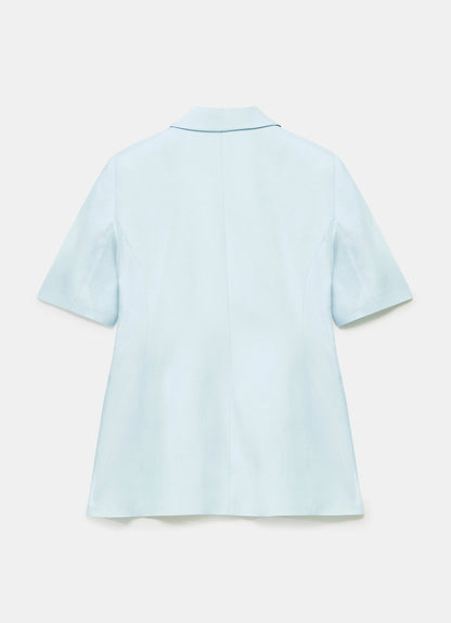 Blue Short Sleeve Longline Blazer