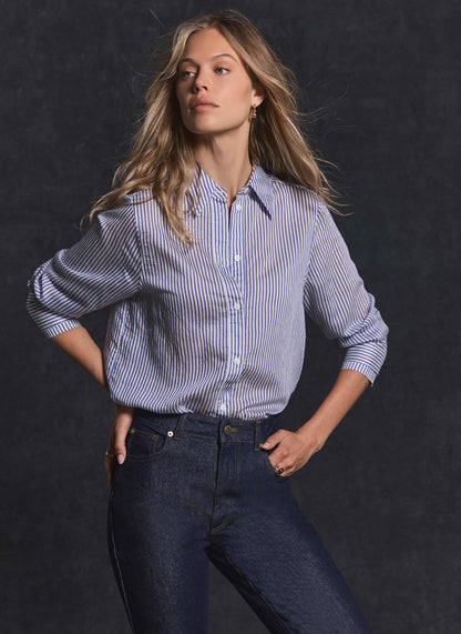 Blue Striped Longline Shirt