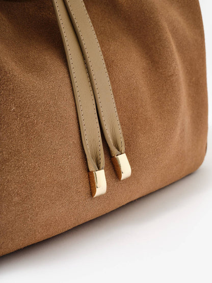 Bobbi Neutral Suede Tote Bag