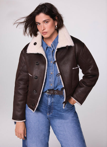 Brown Reversible Aviator Jacket