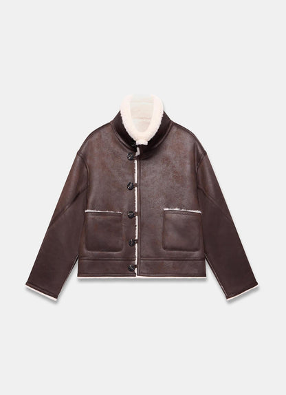Brown Reversible Aviator Jacket