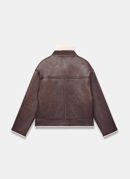 Brown Reversible Aviator Jacket