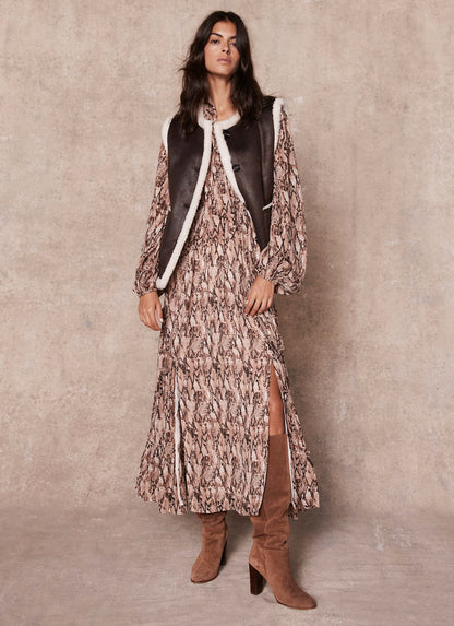 Brown Bonded Reversible Collarless Gilet