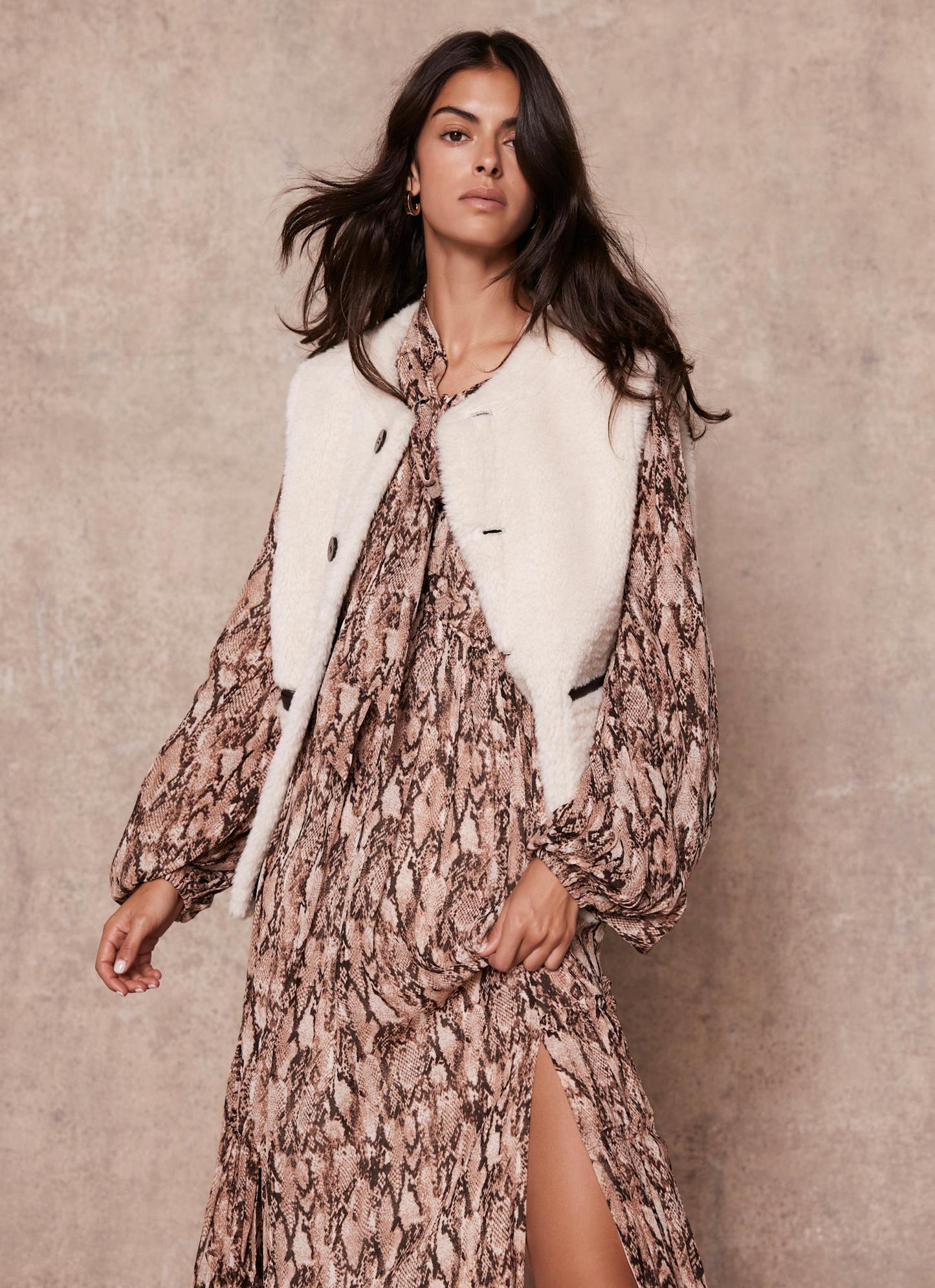 Brown Bonded Reversible Collarless Gilet