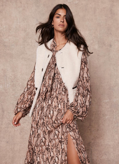 Brown Bonded Reversible Collarless Gilet