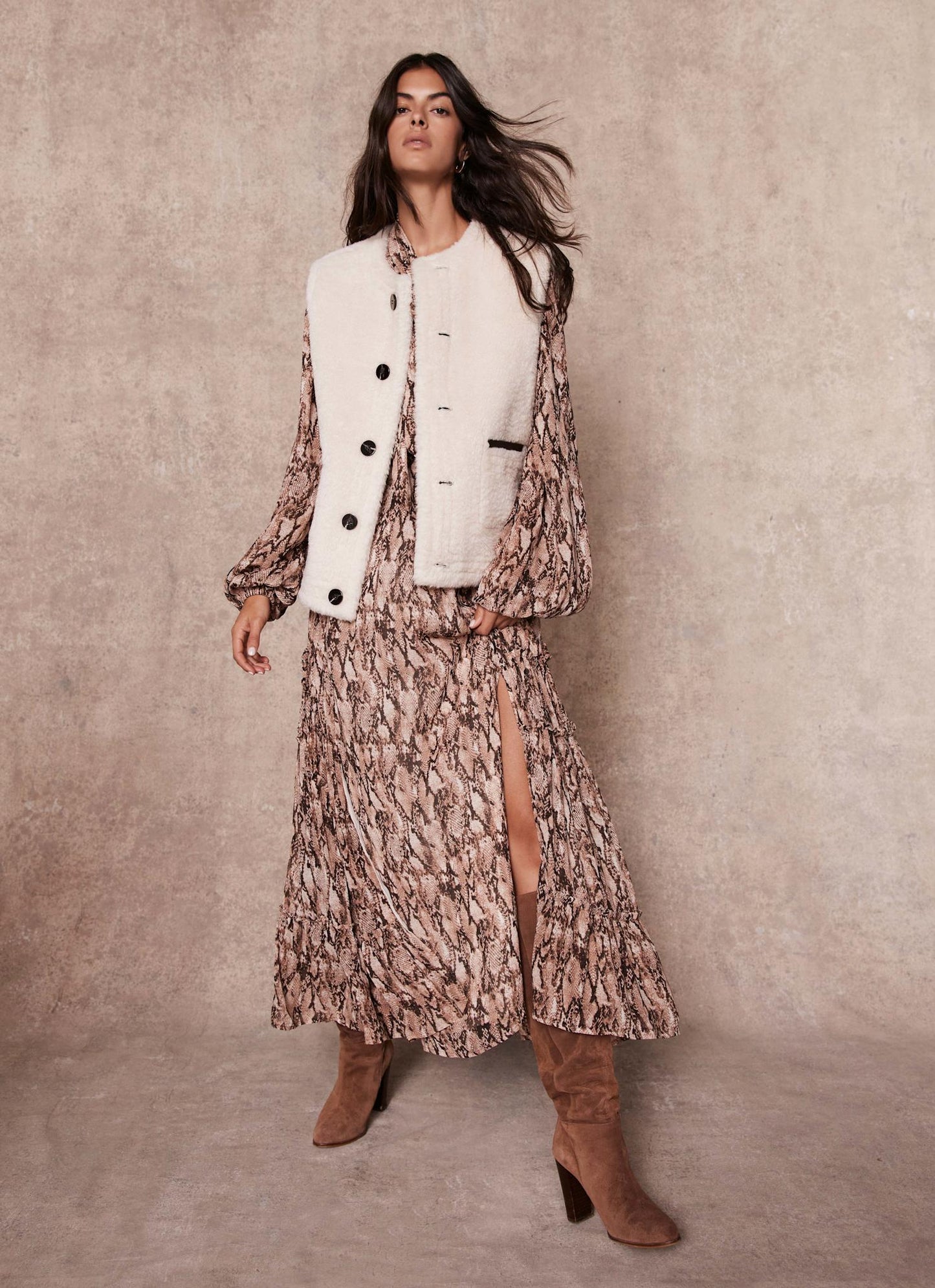 Brown Bonded Reversible Collarless Gilet