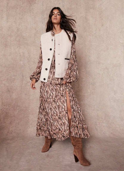 Brown Bonded Reversible Collarless Gilet