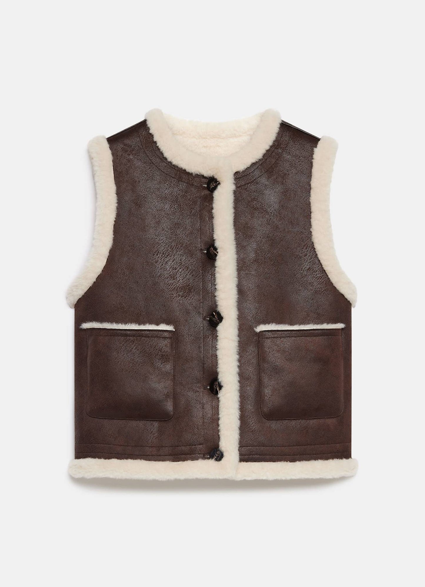 Brown Bonded Reversible Collarless Gilet