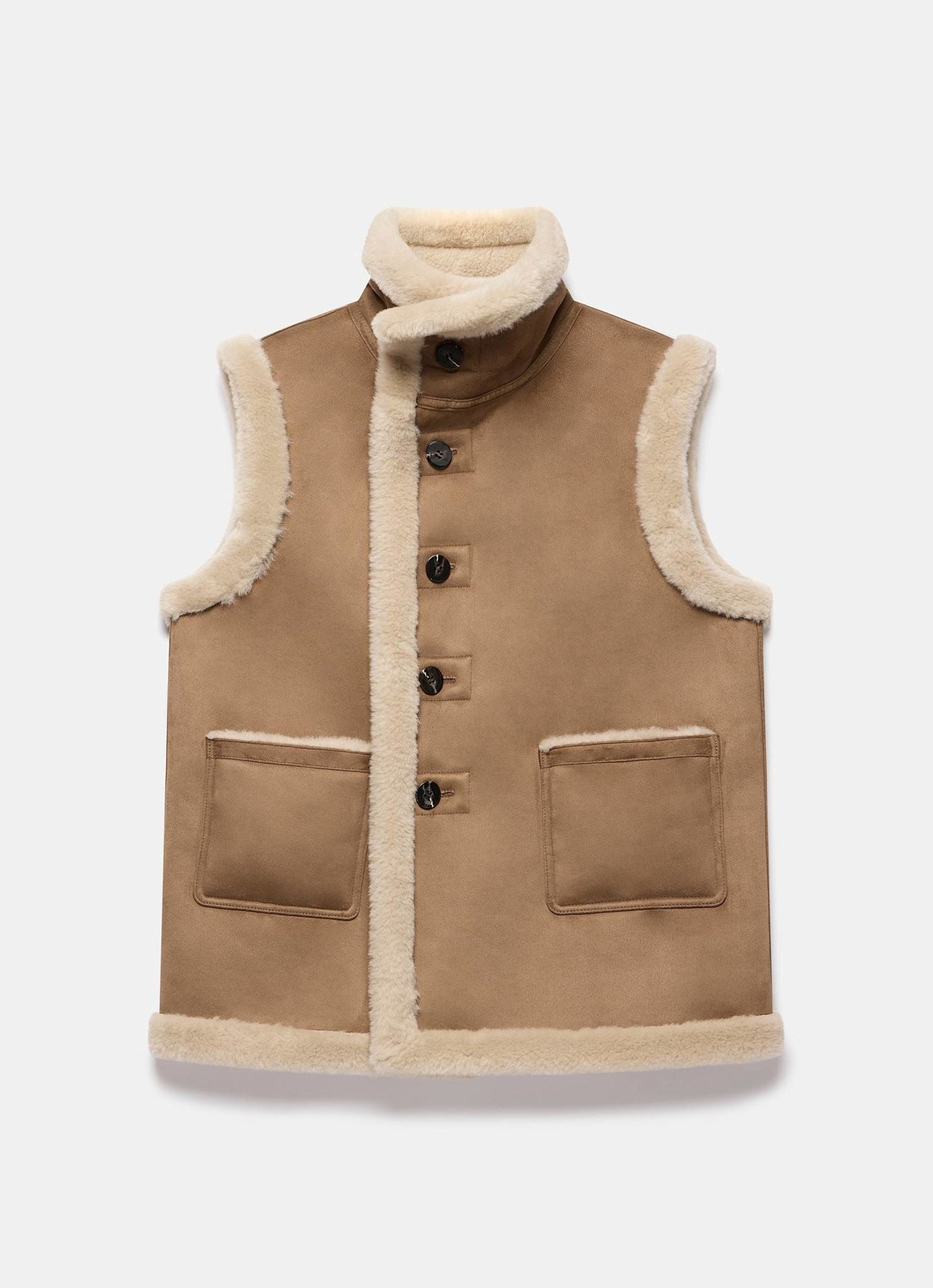 Tan Bonded High Neck Reversible Gilet