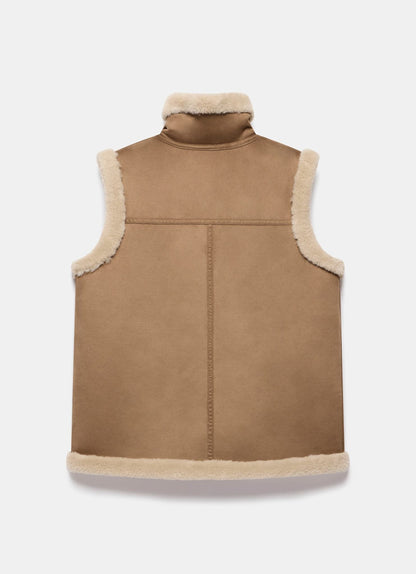 Tan Bonded High Neck Reversible Gilet