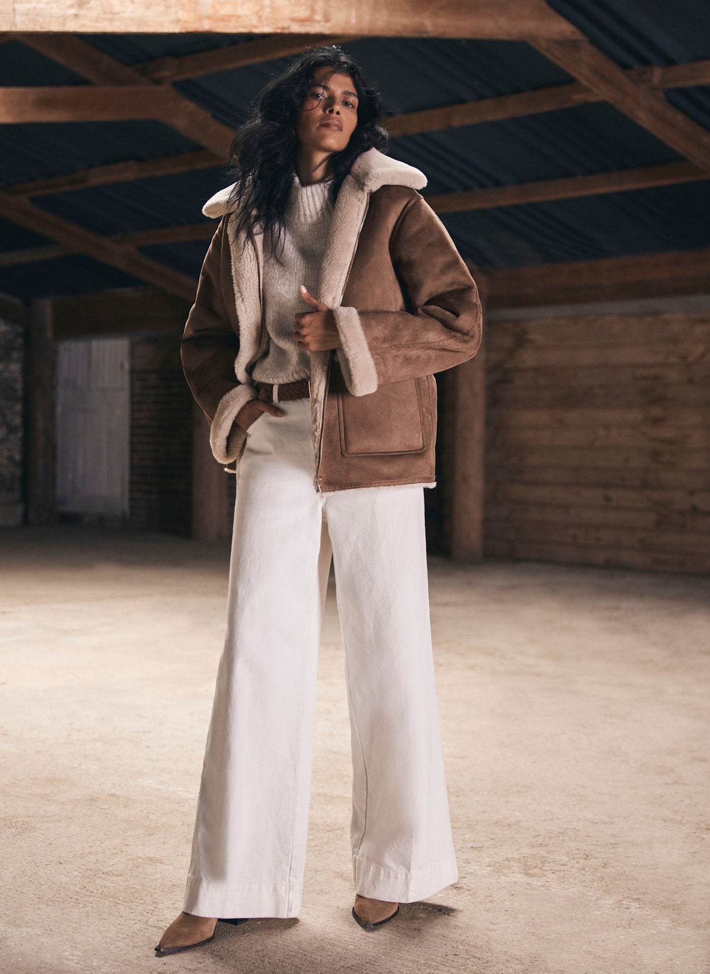 Tan Reversible Aviator Jacket