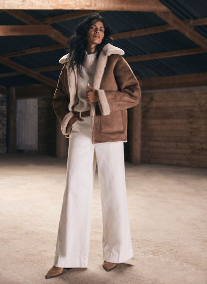 Tan Reversible Aviator Jacket