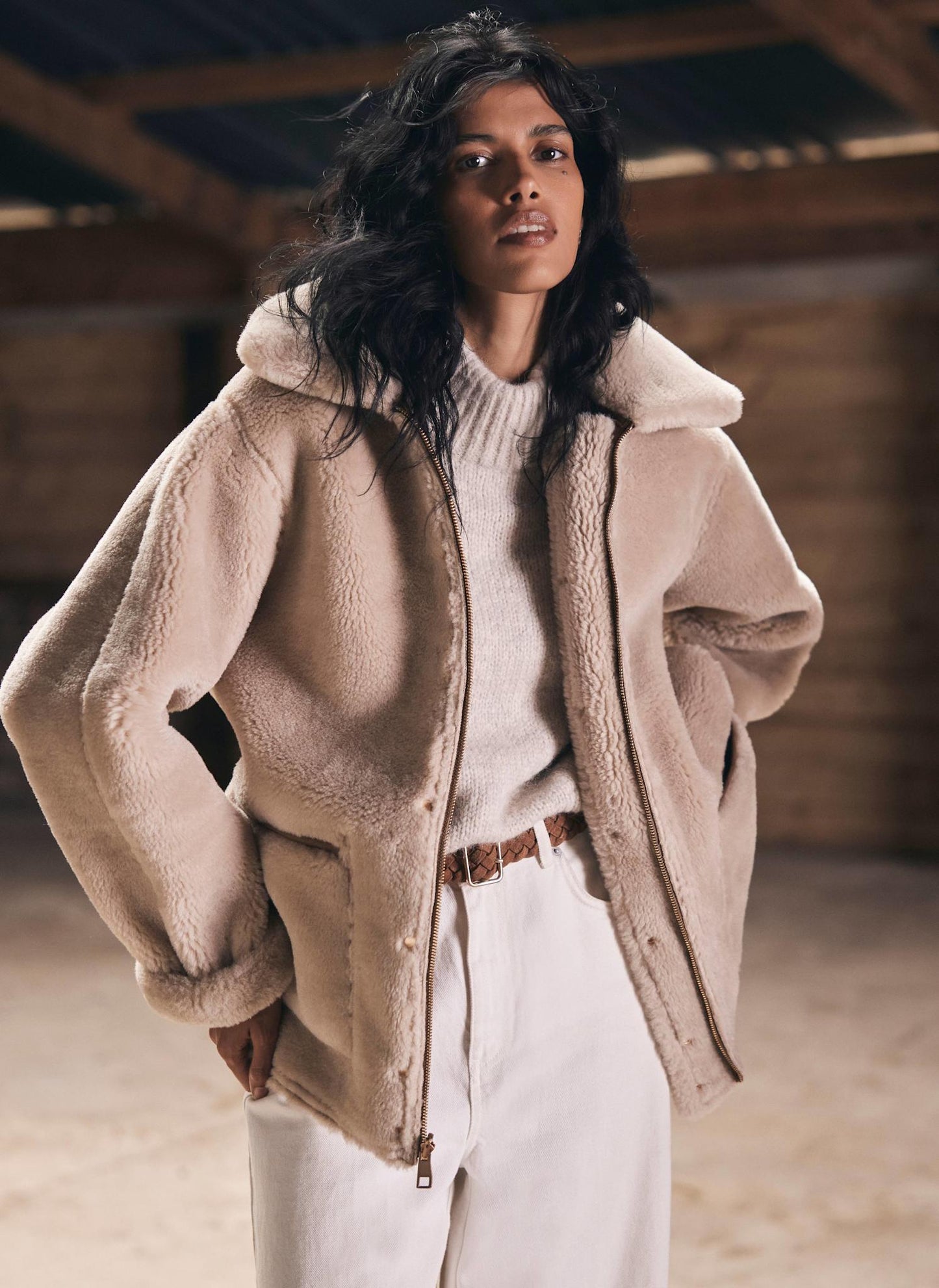 Tan Reversible Aviator Jacket