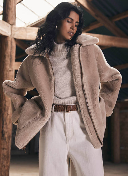 Tan Reversible Aviator Jacket