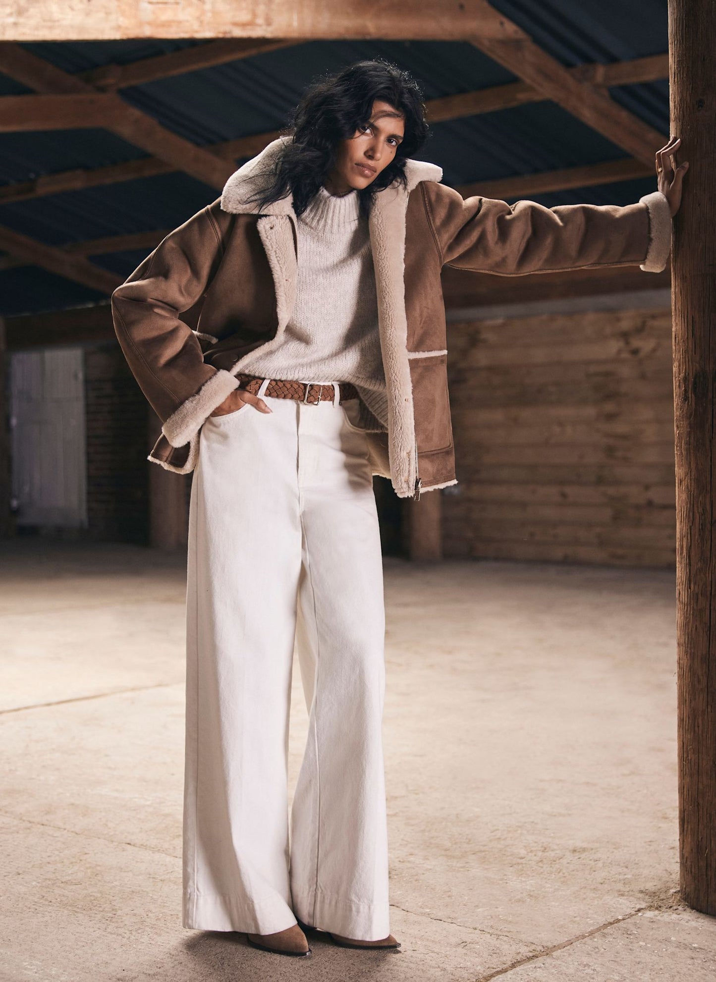 Tan Reversible Aviator Jacket