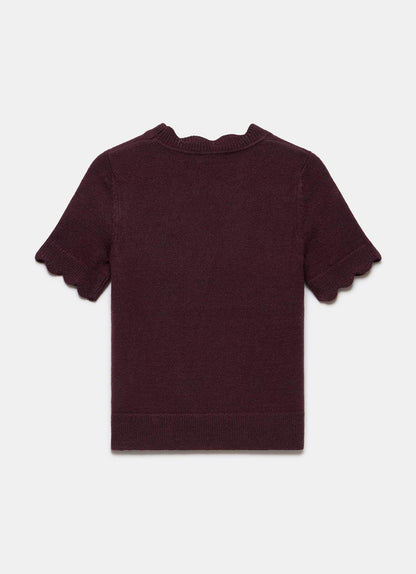 Burgundy Scallop Knit Top