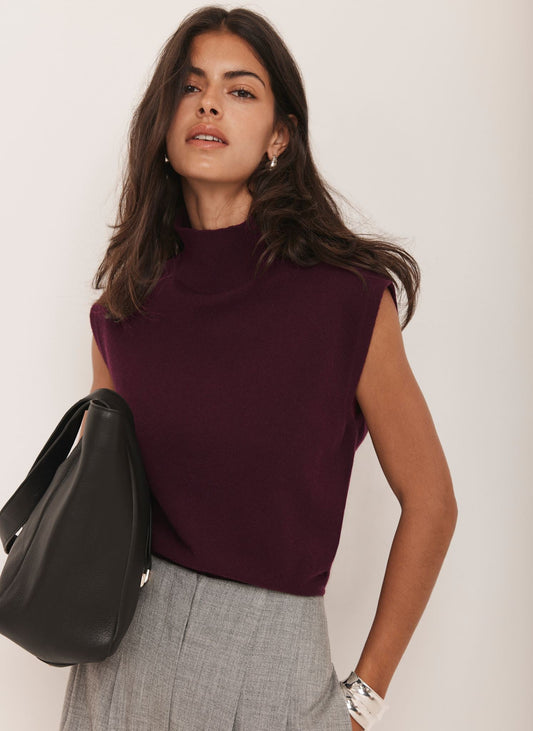 Burgundy Sleeveless Knit Top