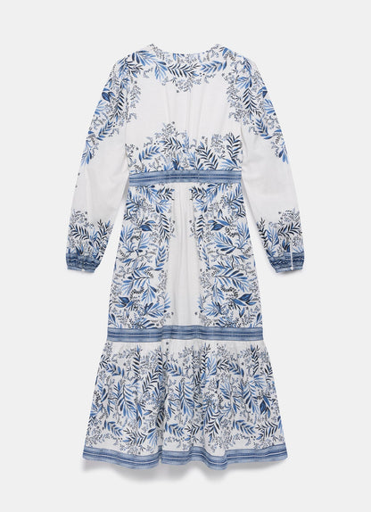 Blue Floral Print Midi Dress