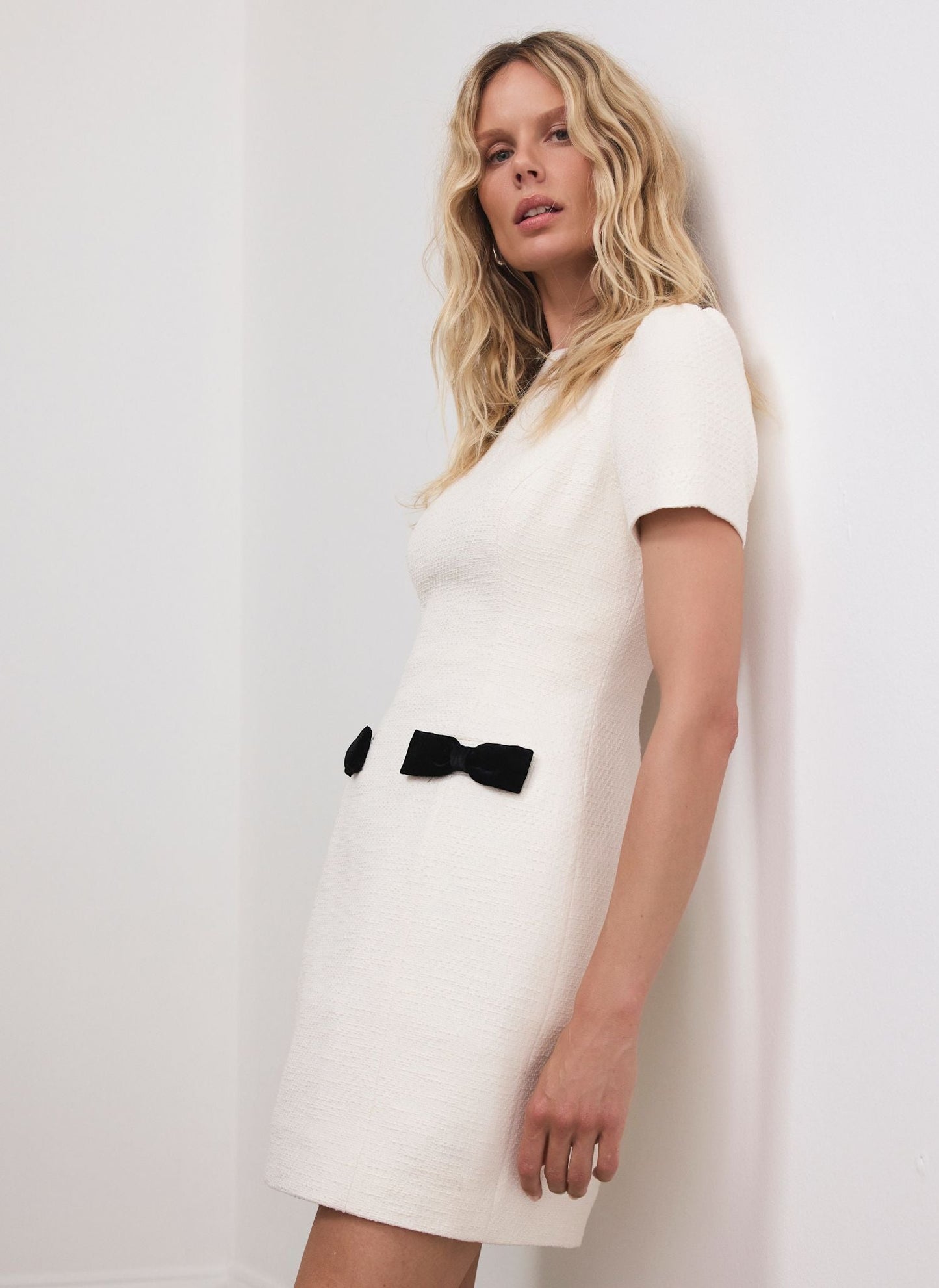 Cream Boucle Mini Dress