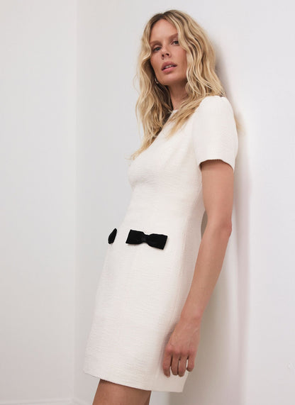 Cream Boucle Mini Dress