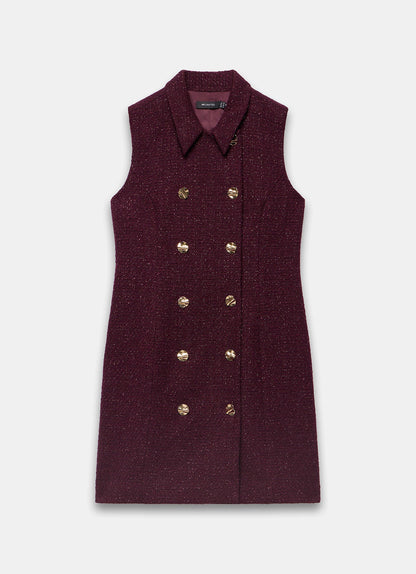 Burgundy Boucle Mini Shift Dress
