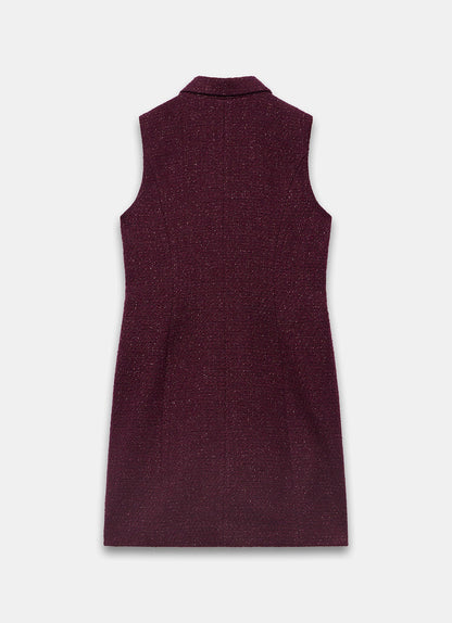 Burgundy Boucle Mini Shift Dress