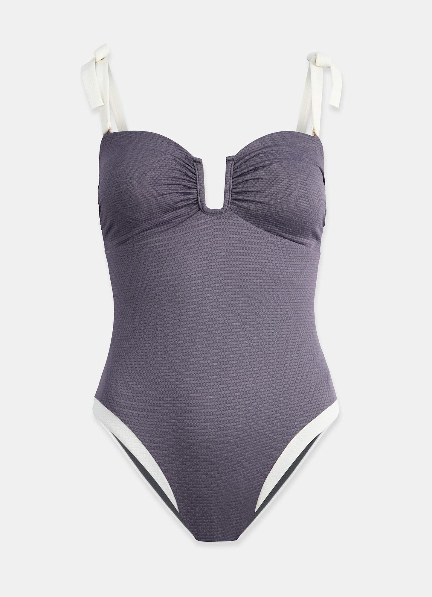 Grey Contrast Trim Swimsuit