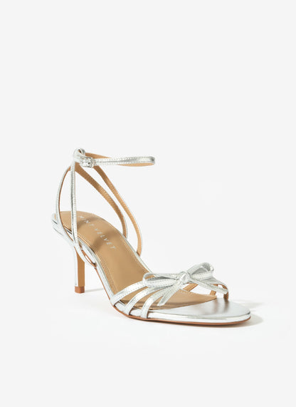Bridie Silver Leather Strappy Bow Heels