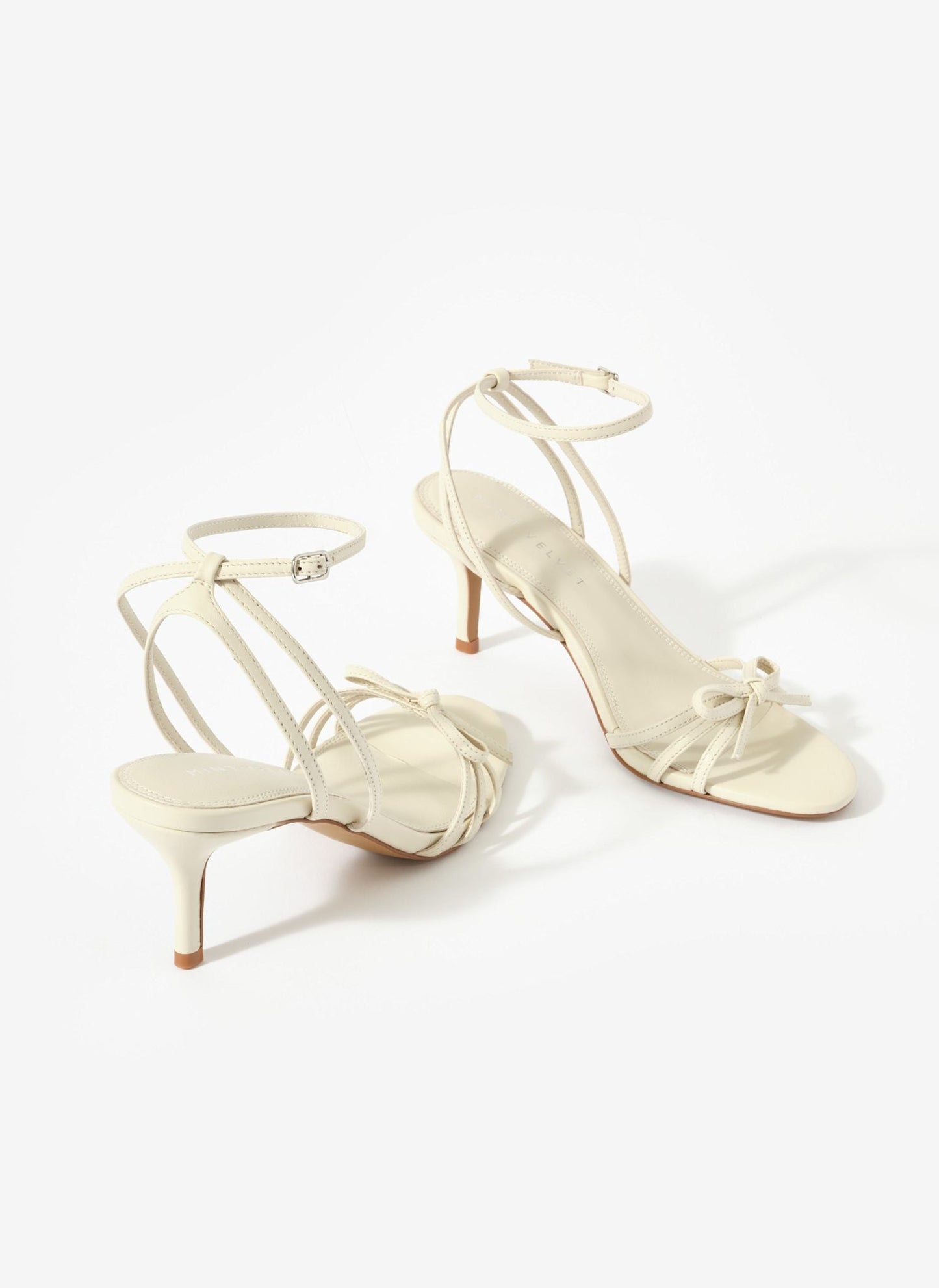 Bridie Cream Leather Strappy Bow Heels