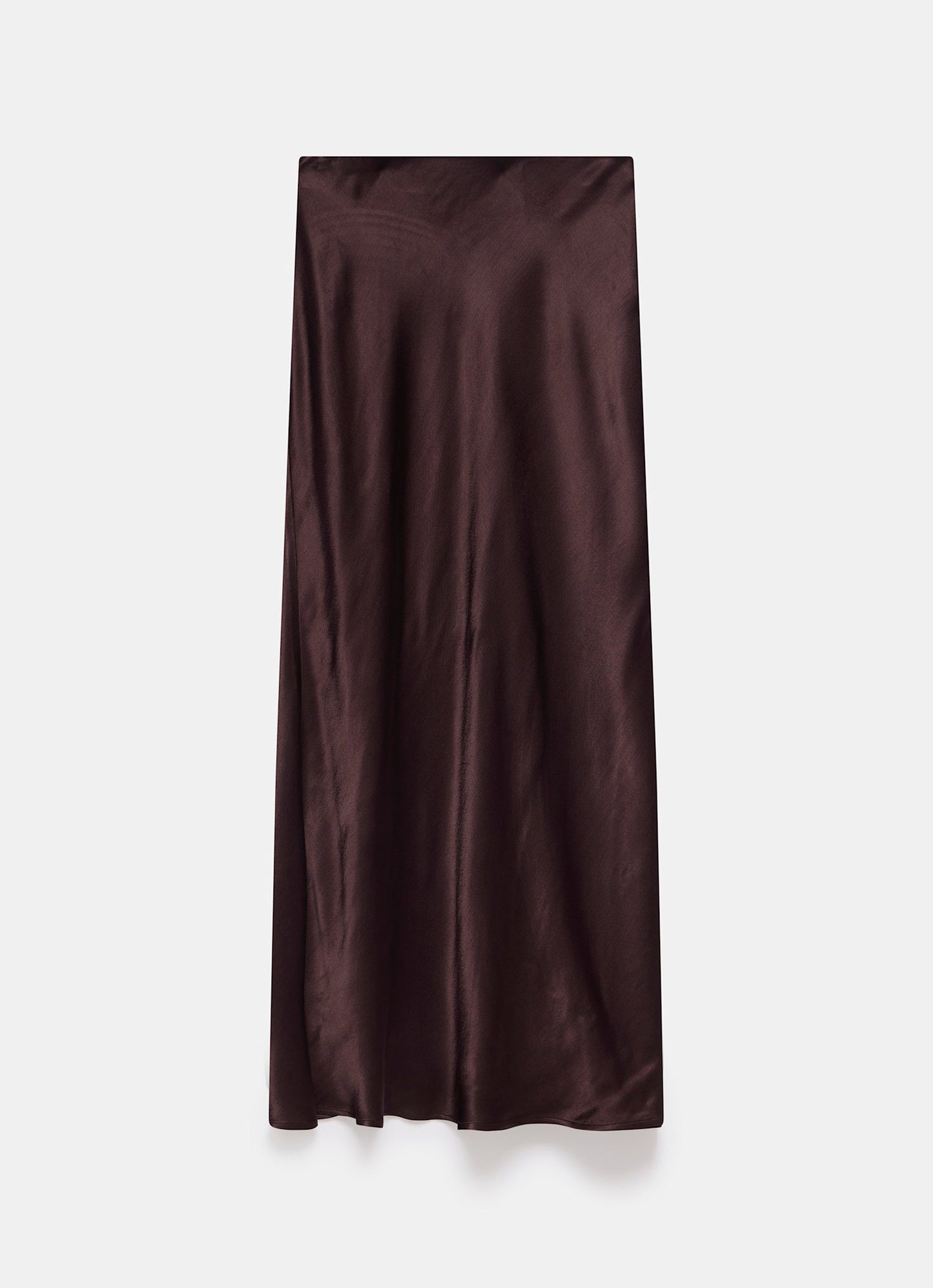 Brown Satin Slip Midi Skirt