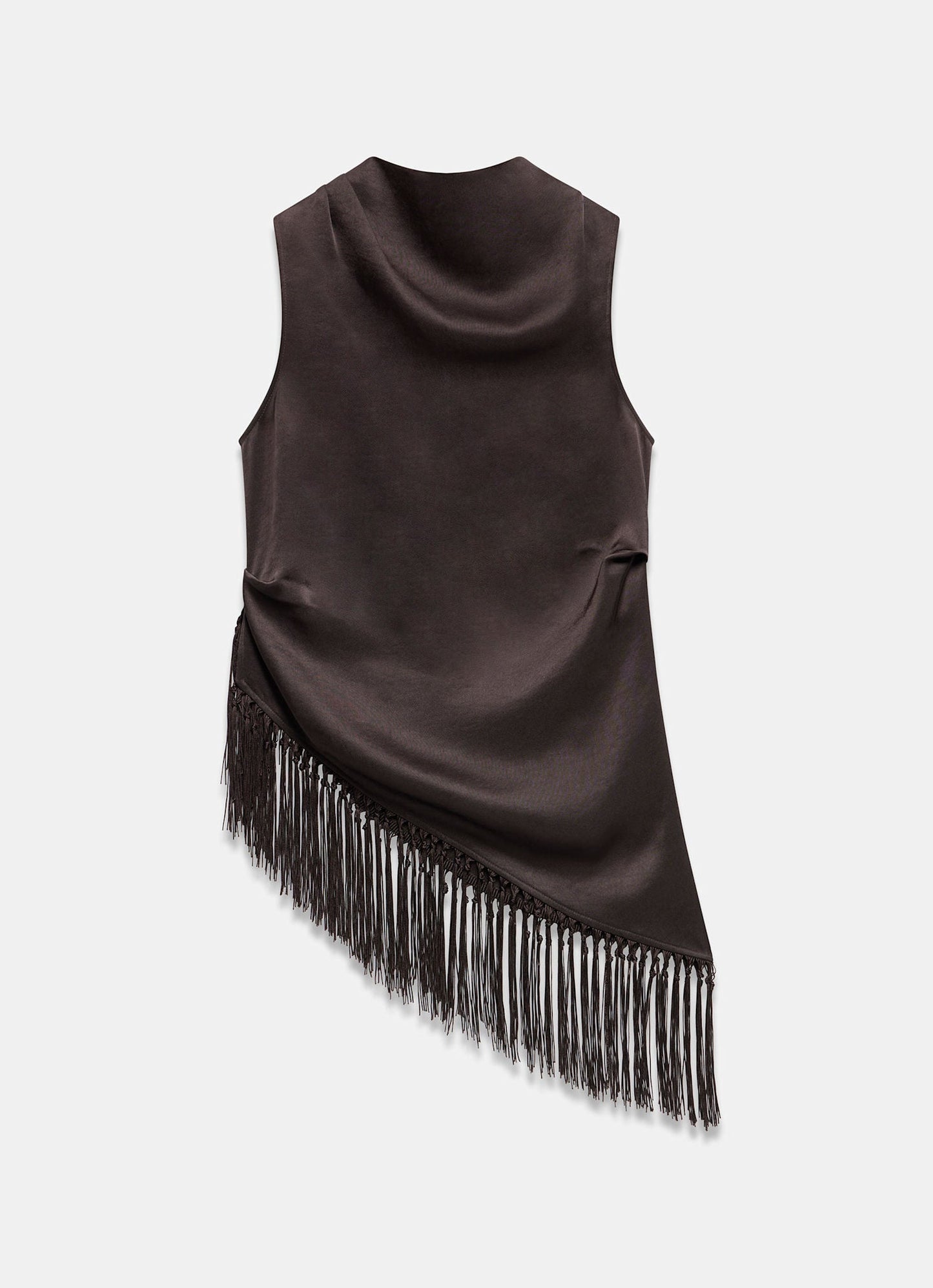 Brown Satin Tassle Top