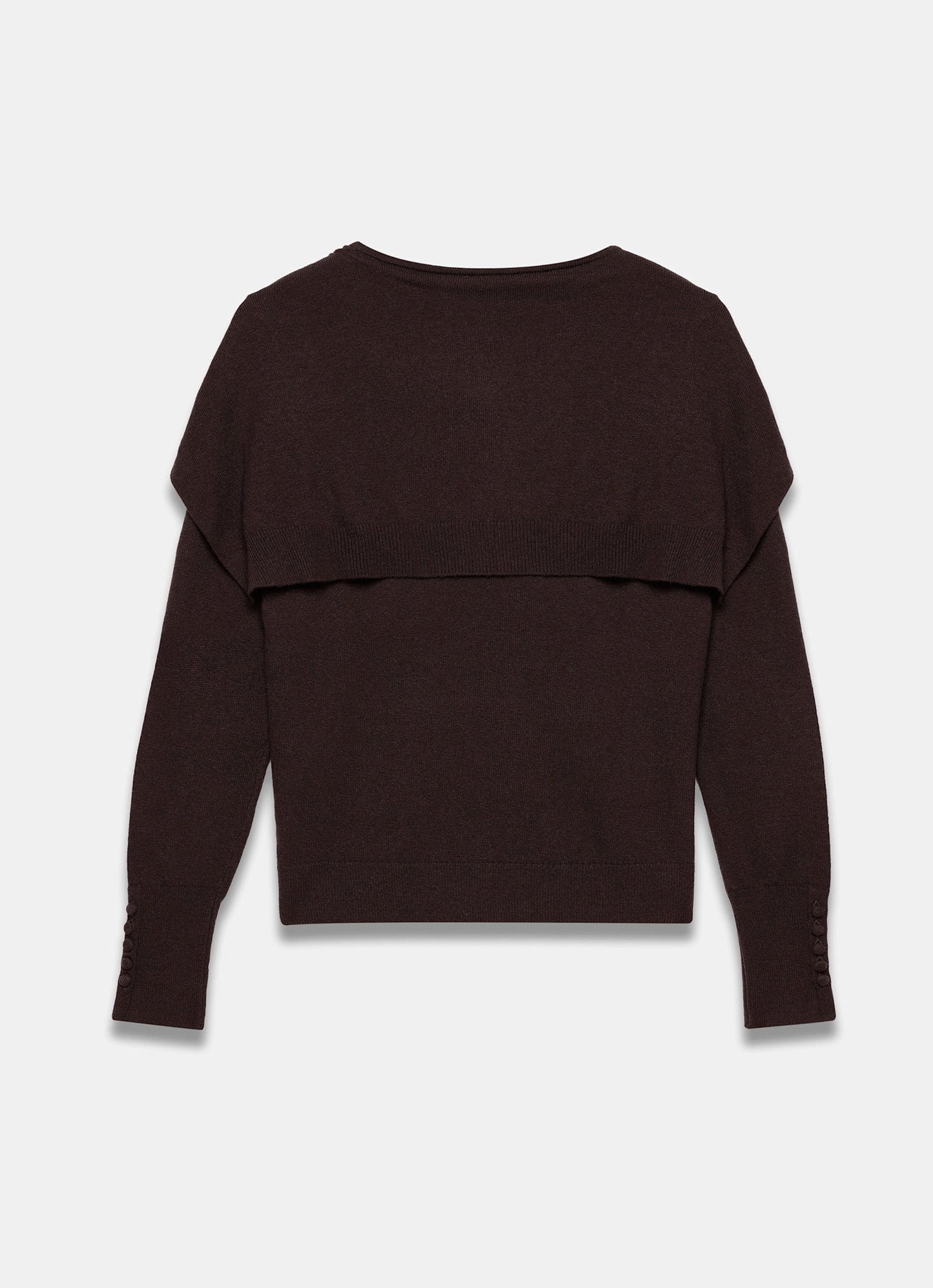 Brown Cotton Blend Scarf Detail Knit Jumper