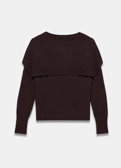 Brown Cotton Blend Scarf Detail Knit Jumper