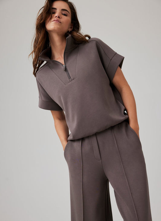 Brown Super Soft Short Sleeve Sweatshirt
