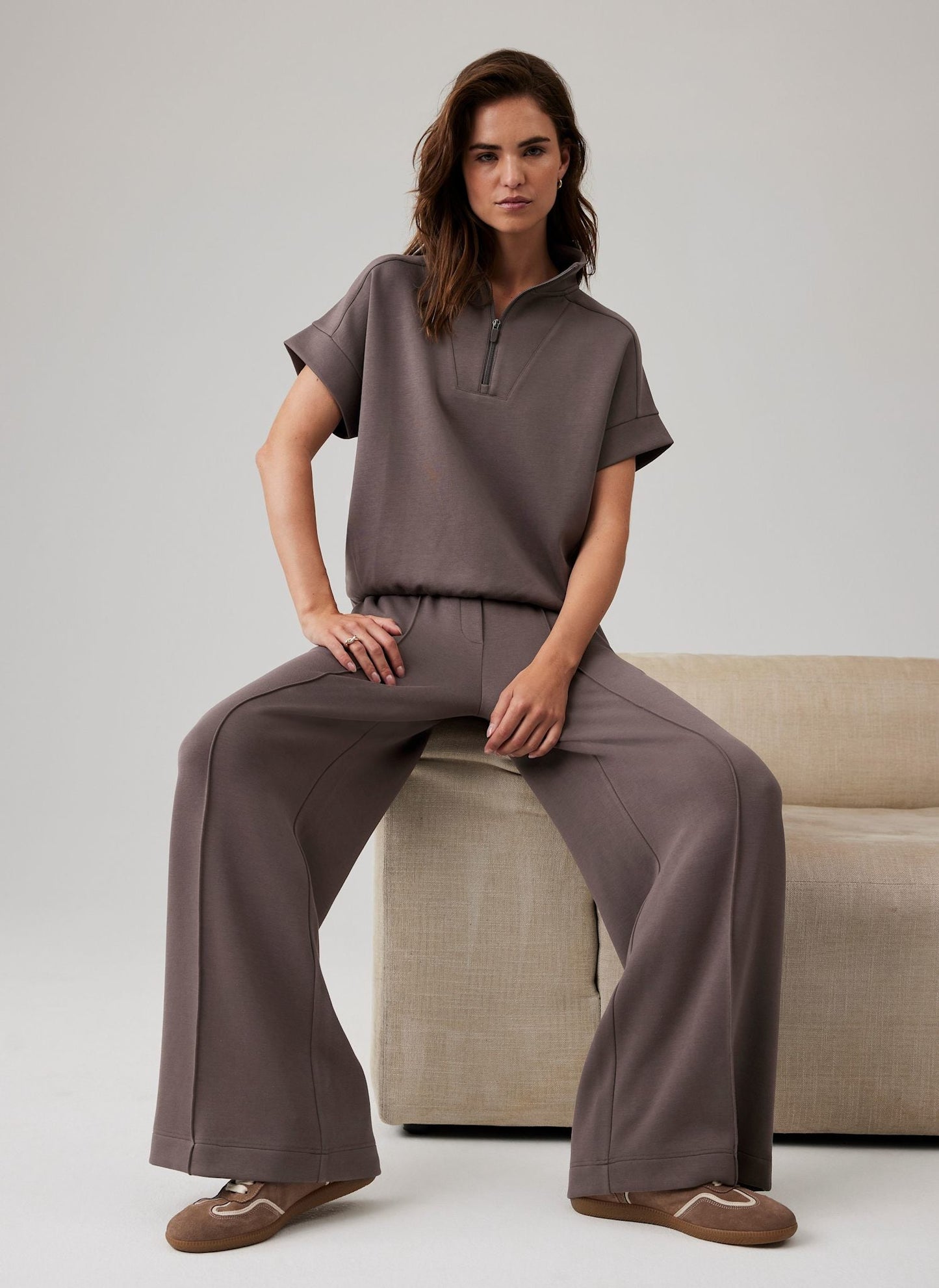 Brown Super Soft Short Sleeve Sweatshirt
