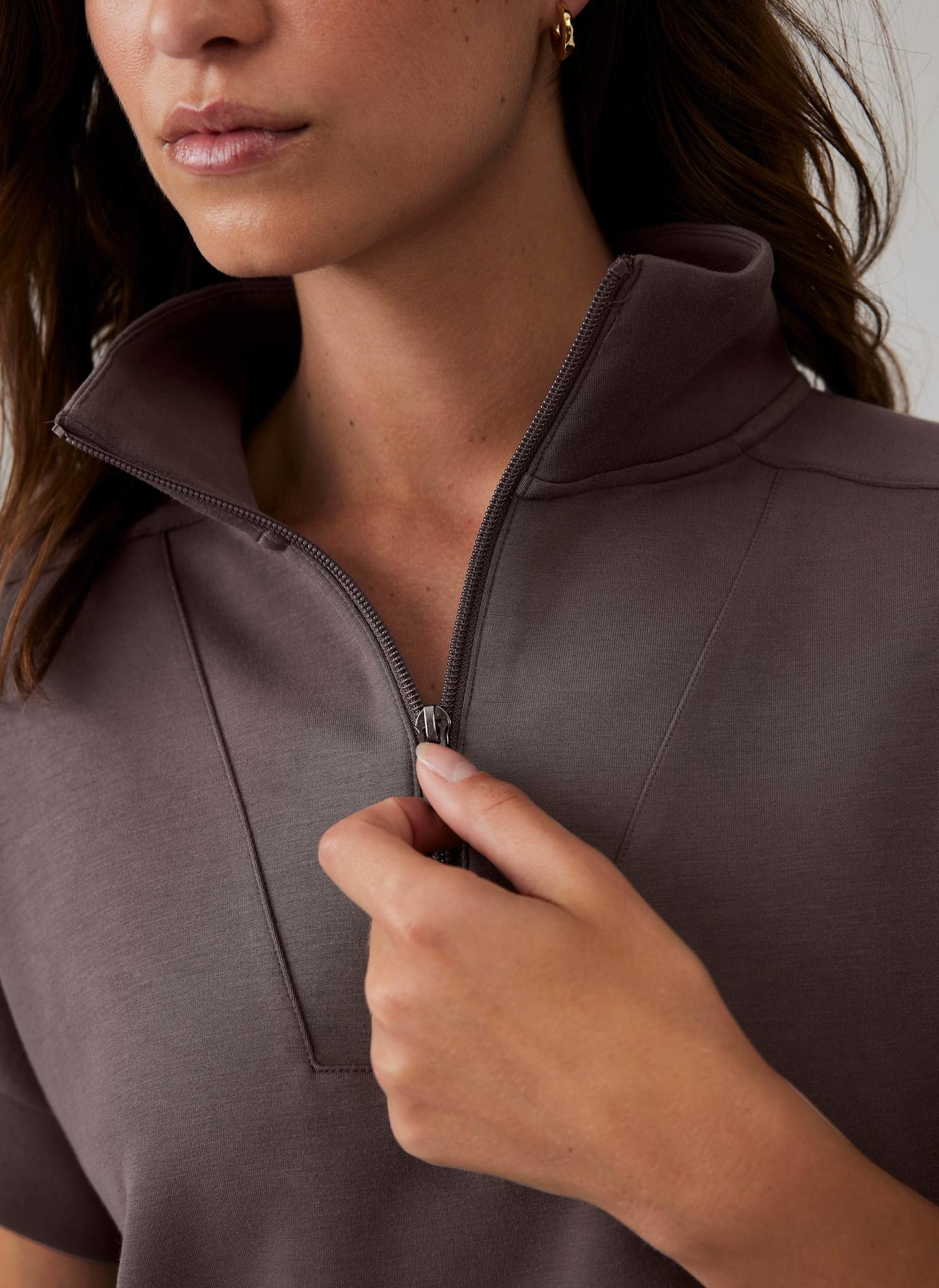 Brown Super Soft Short Sleeve Sweatshirt