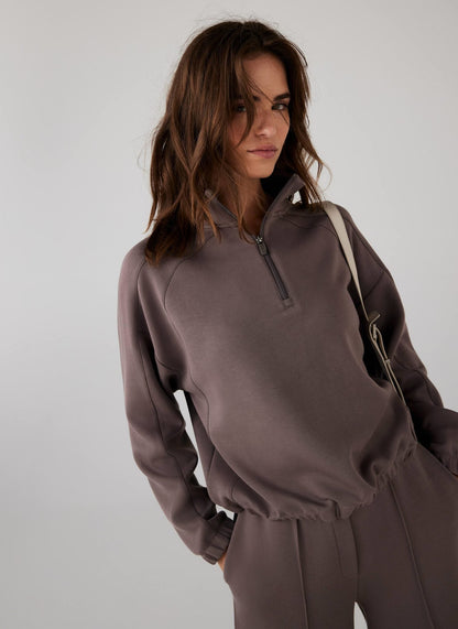 Brown Super Soft Zip Up Sweatshirt