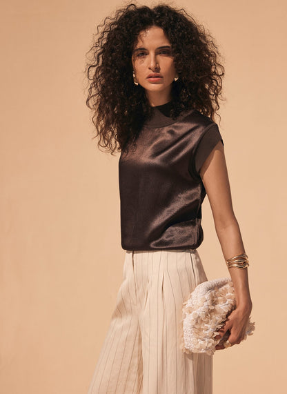 Brown Sleeveless Top