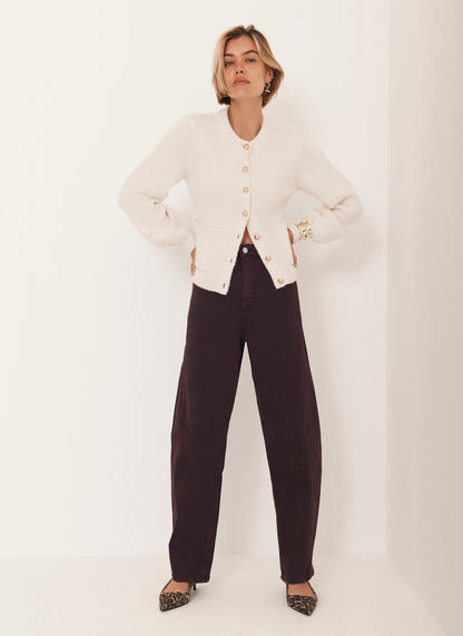 Burgundy Barrel Leg Jeans
