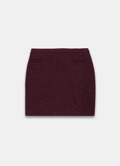 Burgundy Boucle Mini Skirt
