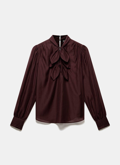 Burgundy Bow Detail Blouse