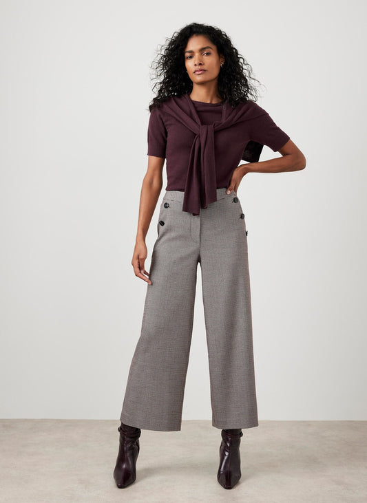 Burgundy Checked Cropped Trousers