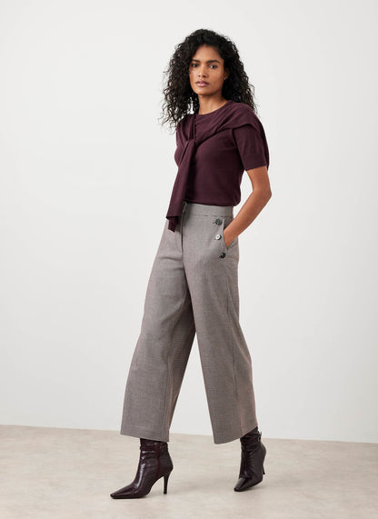 Burgundy Checked Cropped Trousers