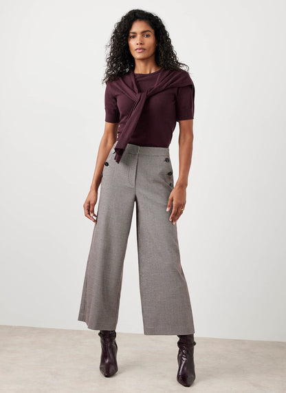 Burgundy Checked Cropped Trousers