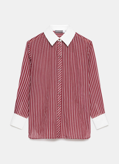 Burgundy Striped Long Sleeve Shirt