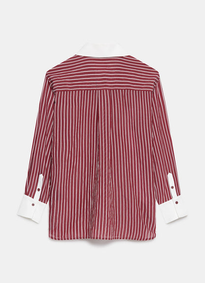 Burgundy Striped Long Sleeve Shirt