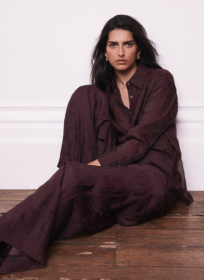 Burgundy Crinkle Textured Shirt
